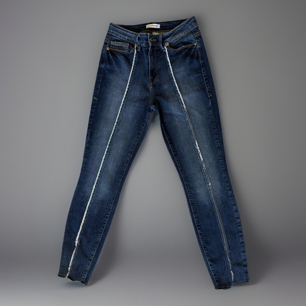 Good American Good Legs Crop Skinny Jeans Raw Edge Front Seam Womens 2/26